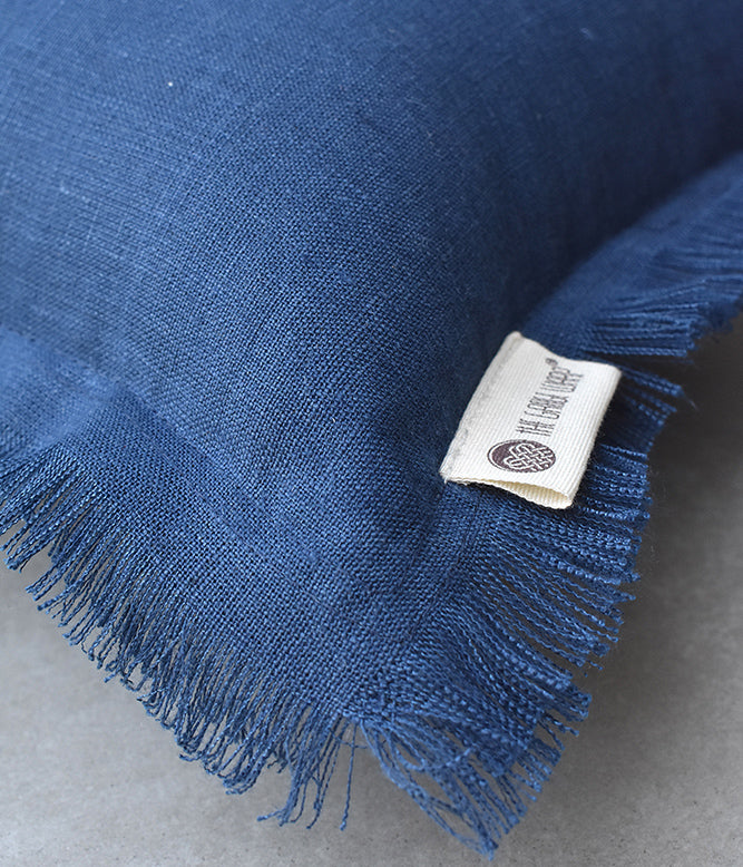 &quot;Fringe Luxe&quot; Linen Cushion Collection - Navy Vibes