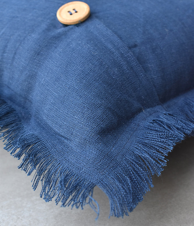 &quot;Fringe Luxe&quot; Linen Cushion Collection - Navy Vibes