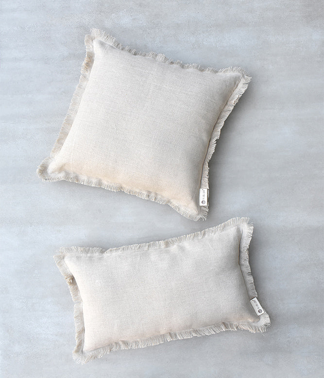 &quot;Fringe Luxe&quot; Linen Cushion Collection - Serene Ivory