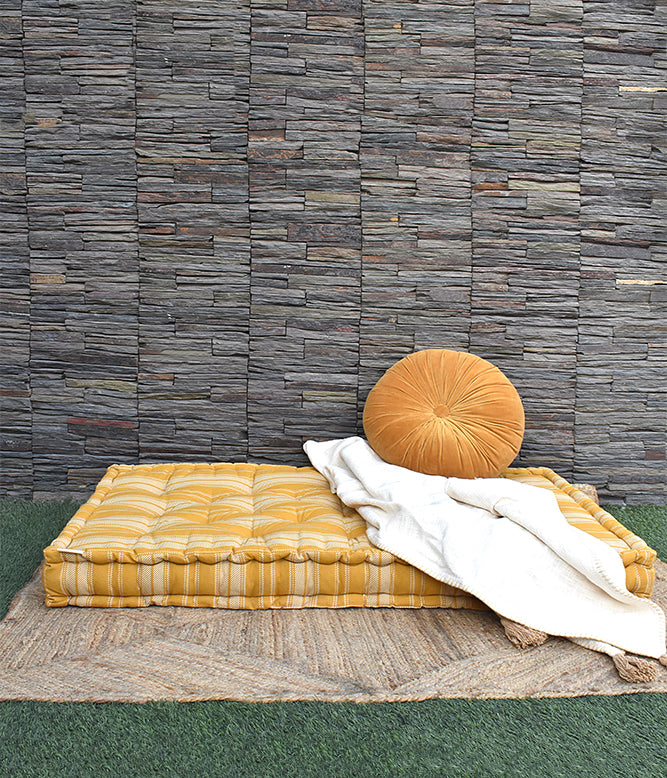 Stripe Floor Bed Mattress (Ochre & White)