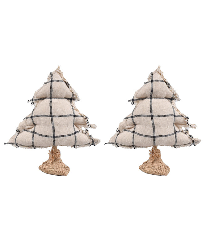 Festive Mini Christmas Tree (Natural Check) - TGW