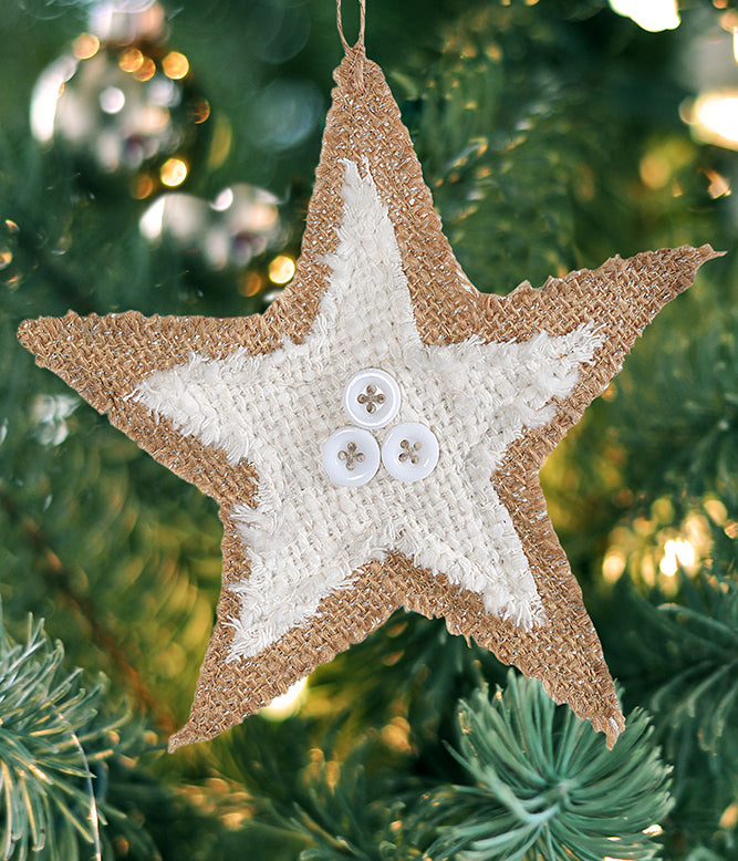 Sustainable Fabric Ornaments Star (Natural &amp; Ivory) - TGW