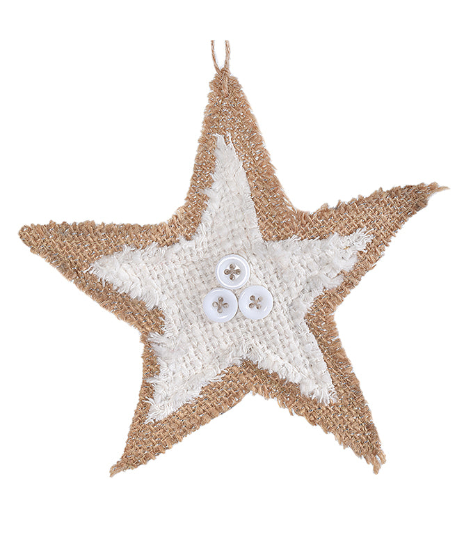 Sustainable Fabric Ornaments Star (Natural &amp; Ivory) - TGW