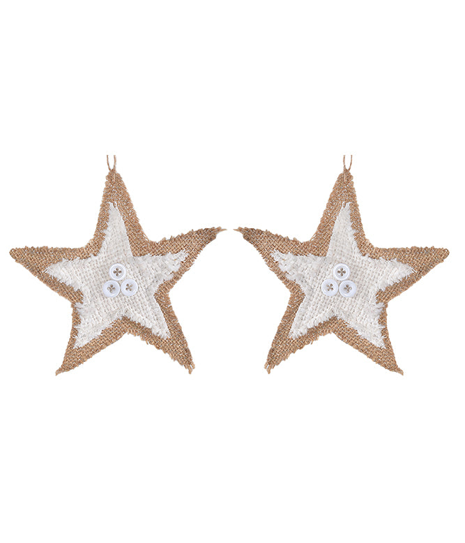 Sustainable Fabric Ornaments Star (Natural &amp; Ivory) - TGW