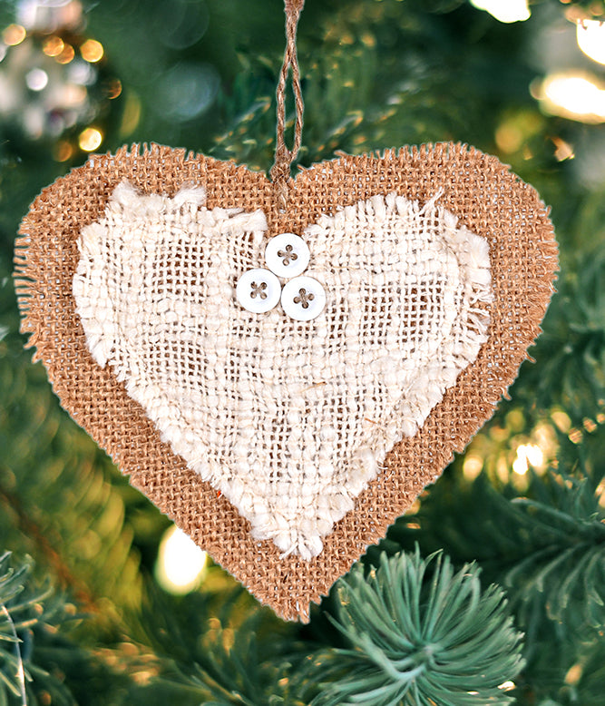 Sustainable Fabric Ornaments Heart (Natural &amp; Ivory) - TGW