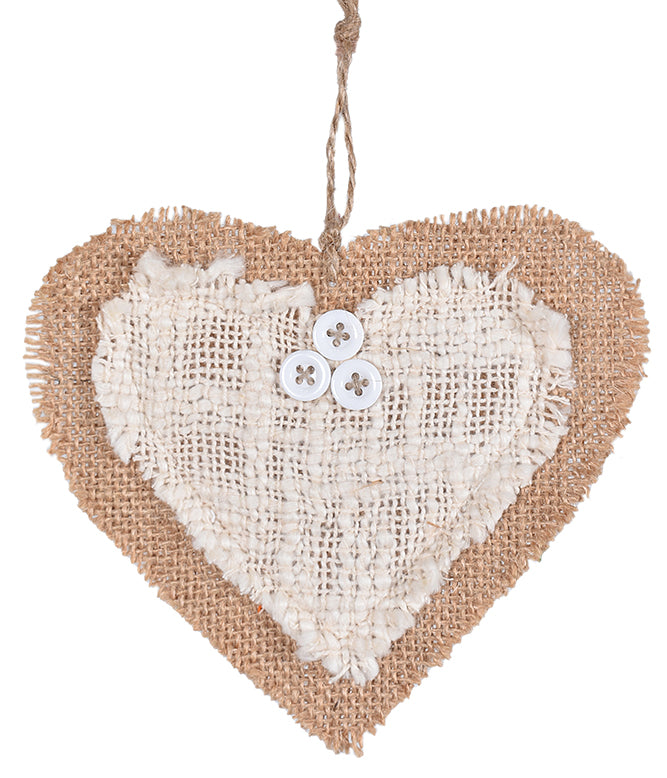 Sustainable Fabric Ornaments Heart (Natural &amp; Ivory) - TGW