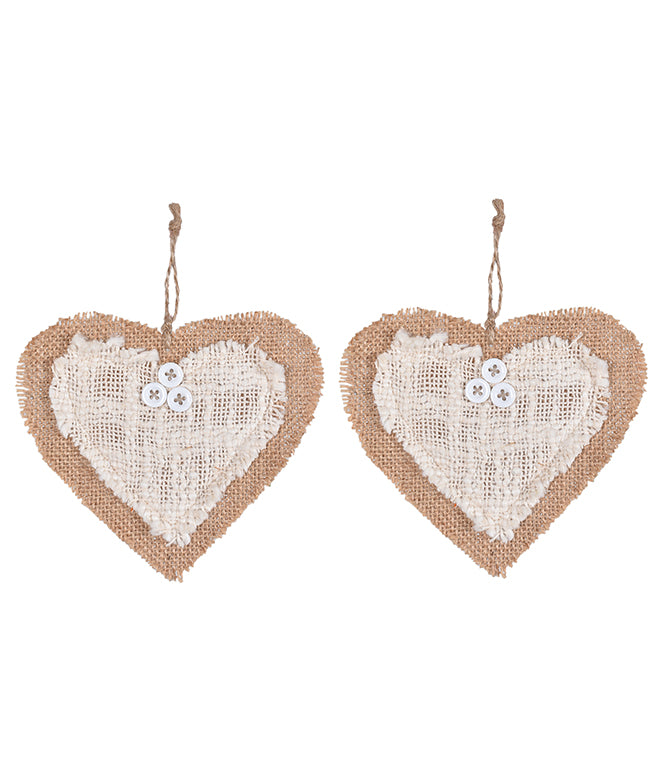 Sustainable Fabric Ornaments Heart (Natural &amp; Ivory) - TGW