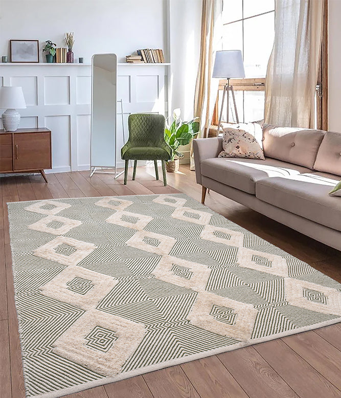 Rhomb Tuft Wo-Metric Rug (Olive) LARGE - TGW