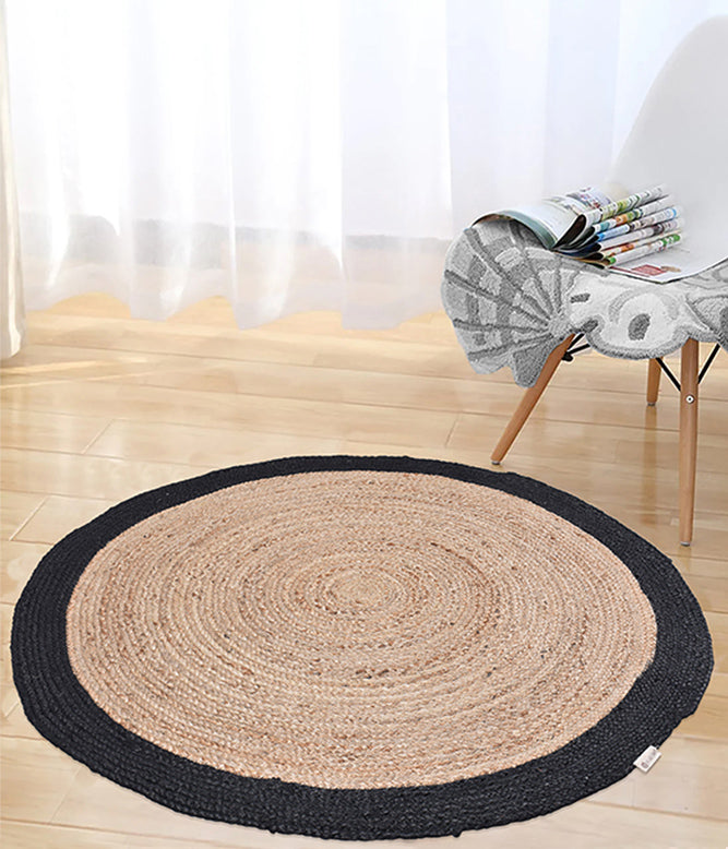 Colour Band Jute Rug (Black) - TGW