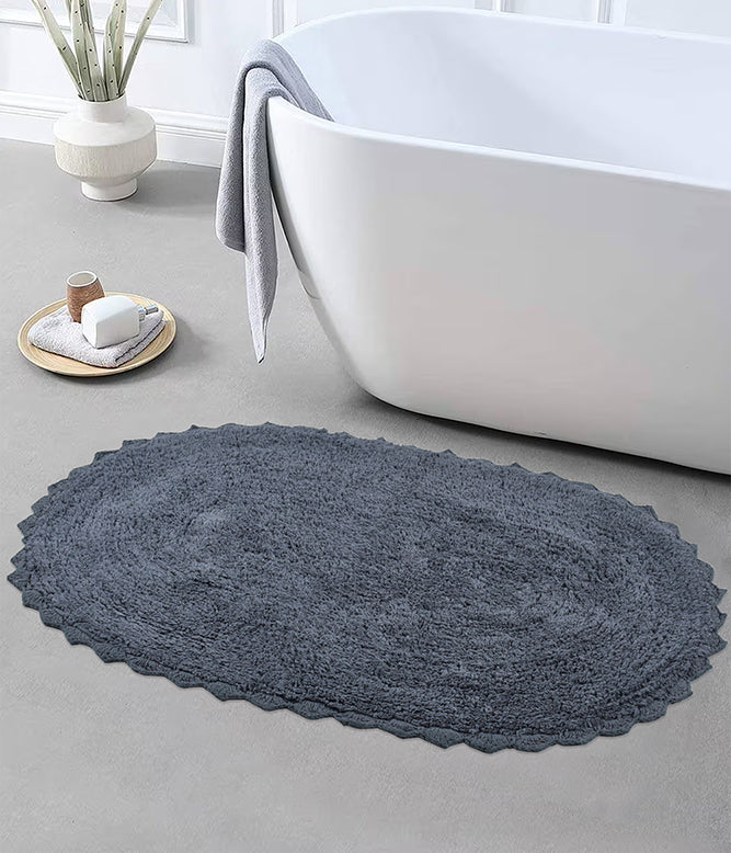 CLOUD WALK OVAL BATH MAT - DARK GREY - TGW