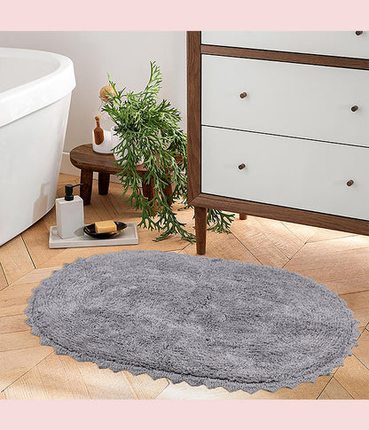 CLOUD WALK OVAL BATH MAT - LIGHT GREY - TGW