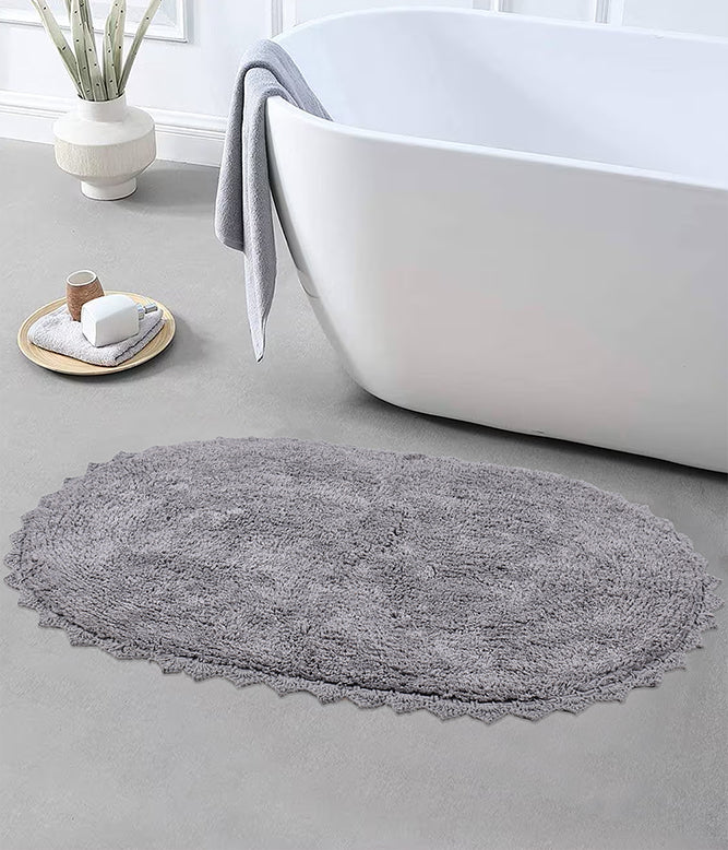 CLOUD WALK OVAL BATH MAT - LIGHT GREY - TGW