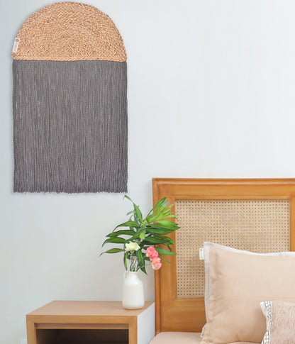 Fringed Moon Wall Hanging - Slate Grey