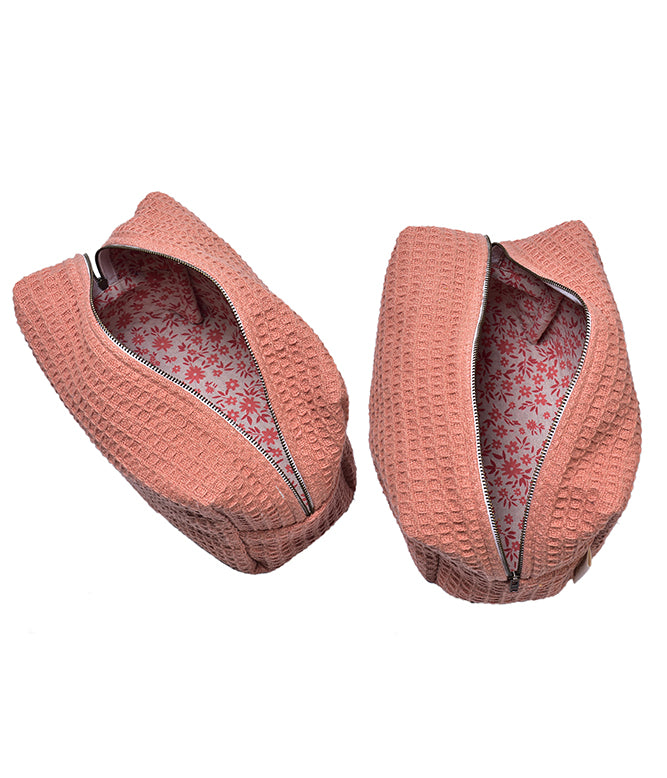 Waffle Dopp Kit - Rusty Pink (Set Of 2)