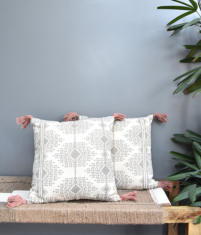 Rust Tasseled Cushion Set of 2