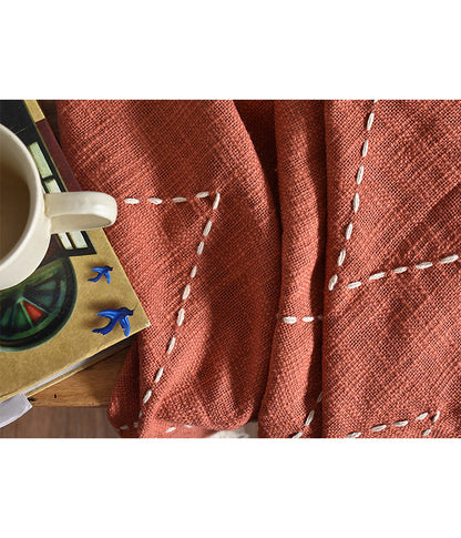 Cozy Kantha Throw - Rusty Tang