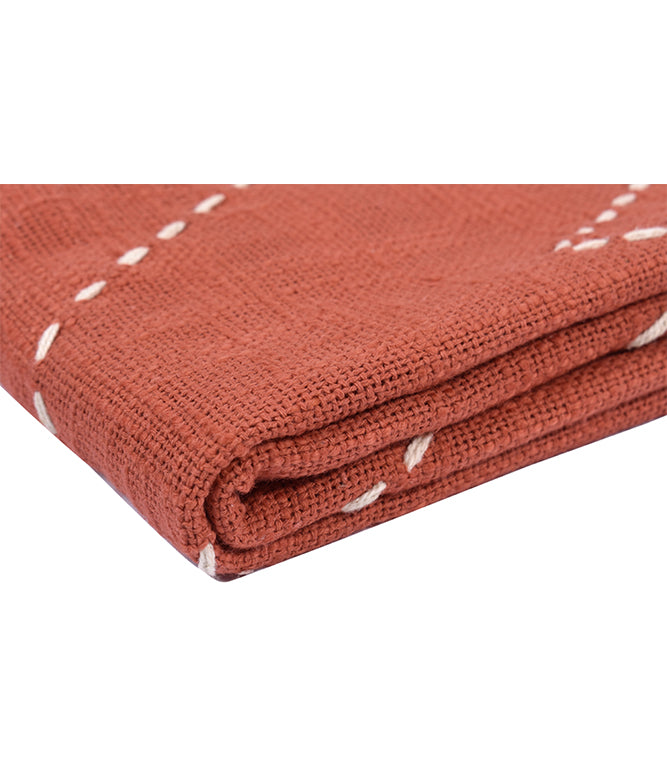 Cozy Kantha Throw - Rusty Tang