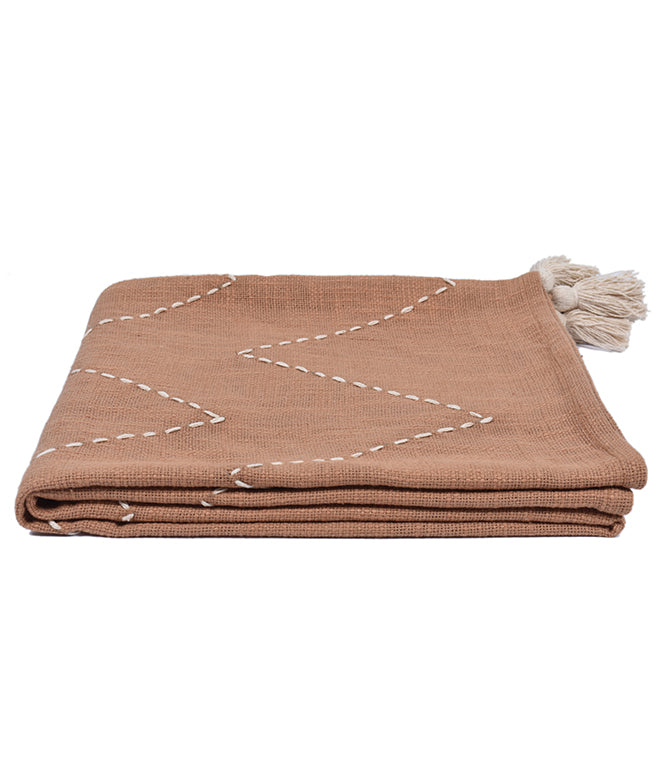 Cozy Kantha Throw - Mud Brown