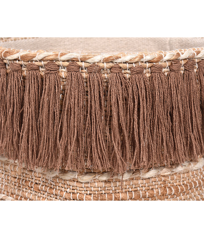 Harmony Fringe Basket Natural (Set Of 2) - TGW