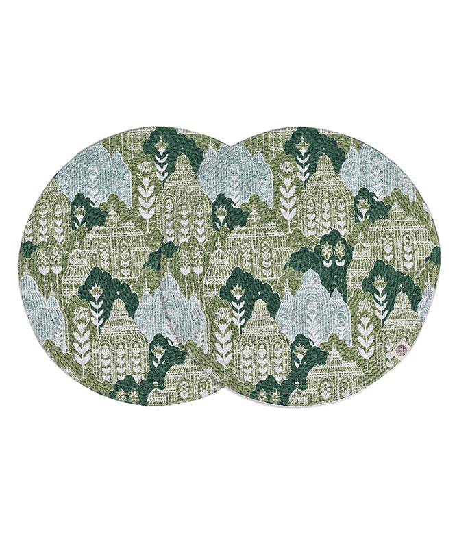 Abstract Green Round Mat - set of 2 - TGW