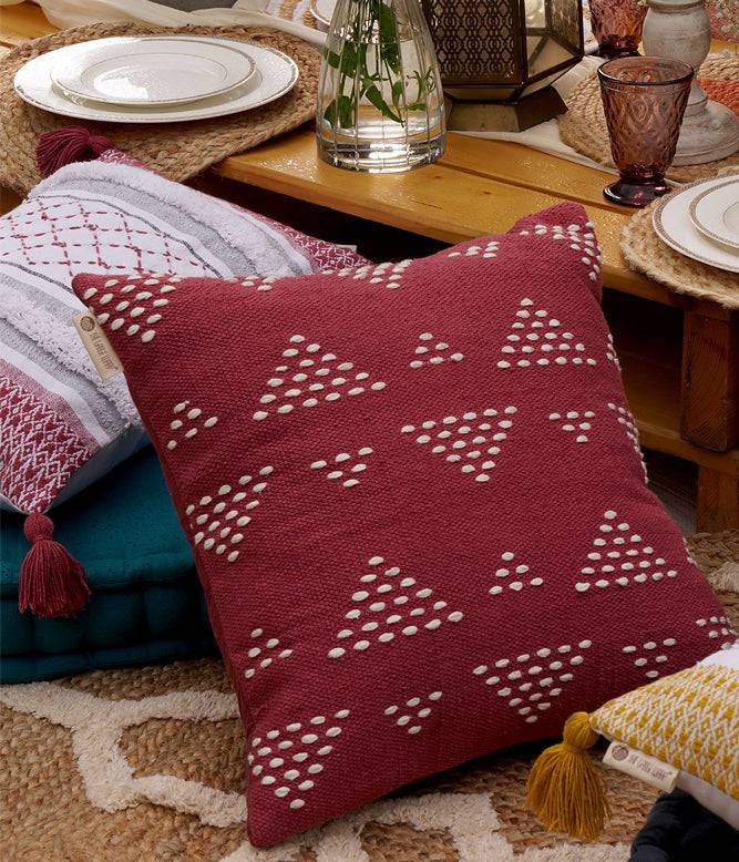 Atrisuta solids Cushion Cover (Muted Scarlet) - TGW