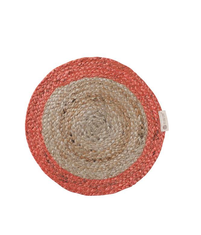 Bordered Placemat cum Trivet Pack of 1 (Orange) - TGW