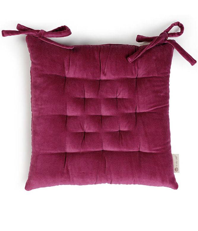 Colour Blocking Velvet Chairpad (Purple) - TGW