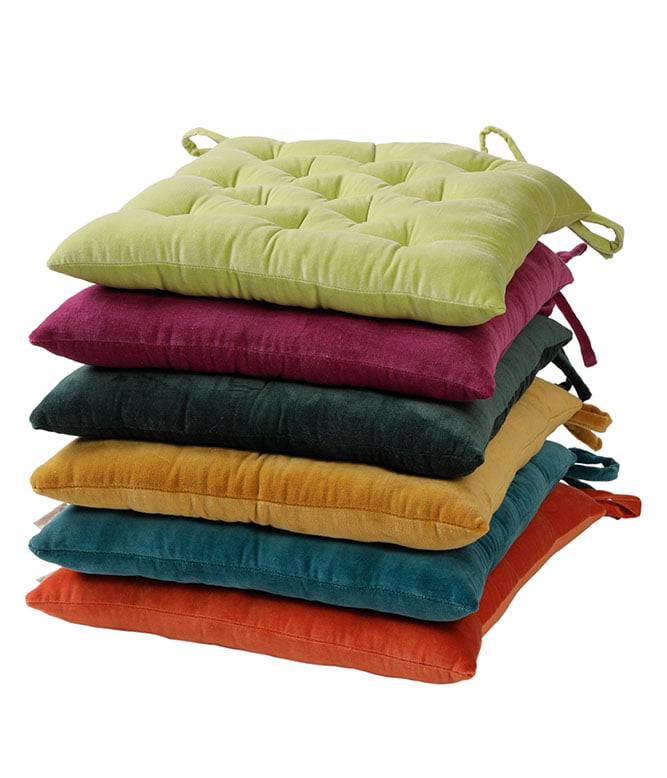 Colour Blocking Velvet Chairpad (Teal) - TGW