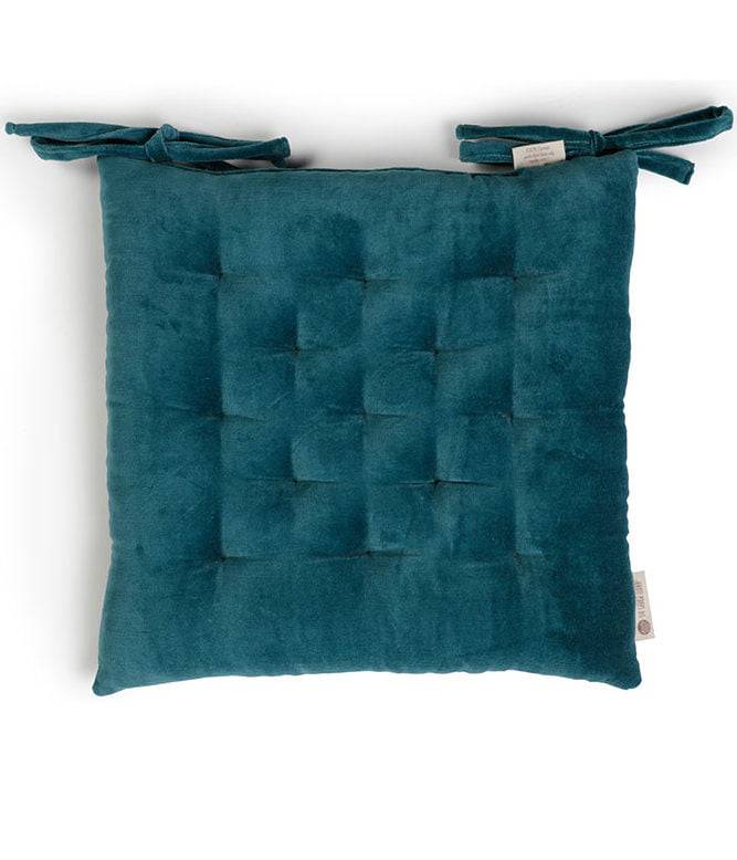 Colour Blocking Velvet Chairpad (Teal) - TGW