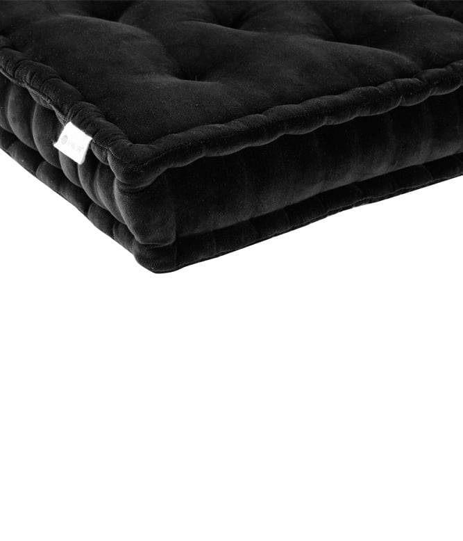 Colour Blocking Velvet Floor Cushion (Black) - TGW