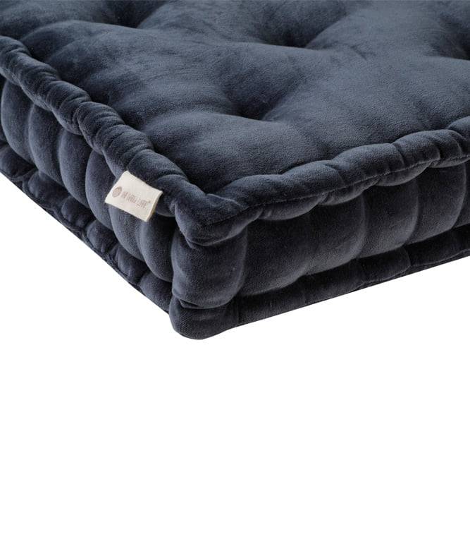 Colour Blocking Velvet Floor Cushion (Navy) - TGW