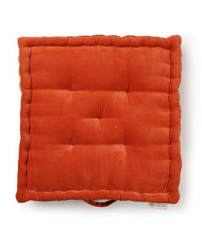 Colour Blocking Velvet Floor Cushion (Orange Peel) - TGW