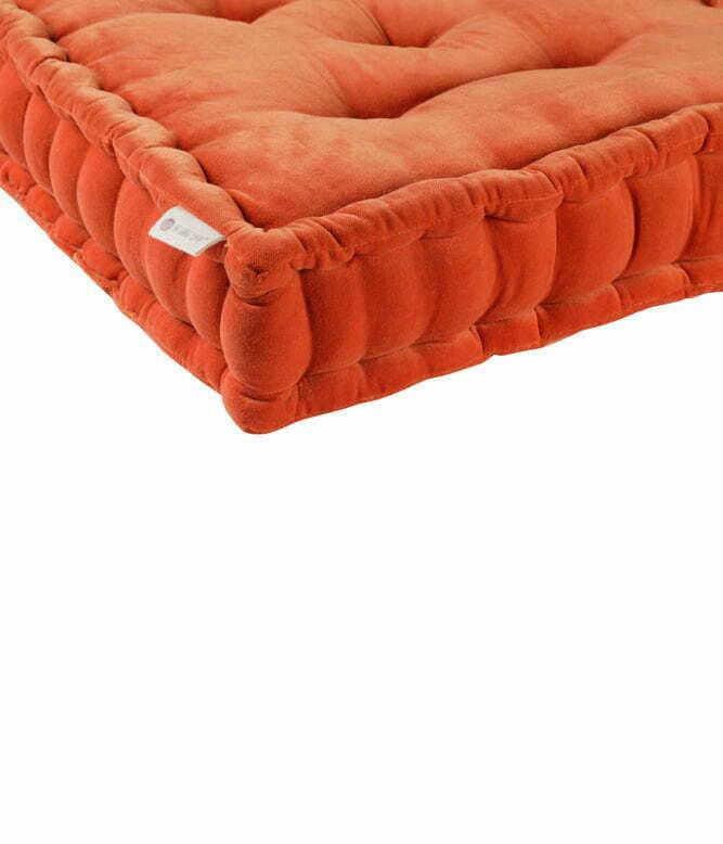 Colour Blocking Velvet Floor Cushion (Orange Peel) - TGW