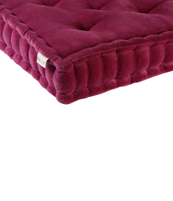 Colour Blocking Velvet Floor Cushion (Purple) - TGW