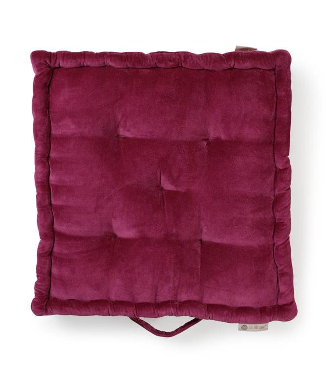 Colour Blocking Velvet Floor Cushion (Purple) - TGW