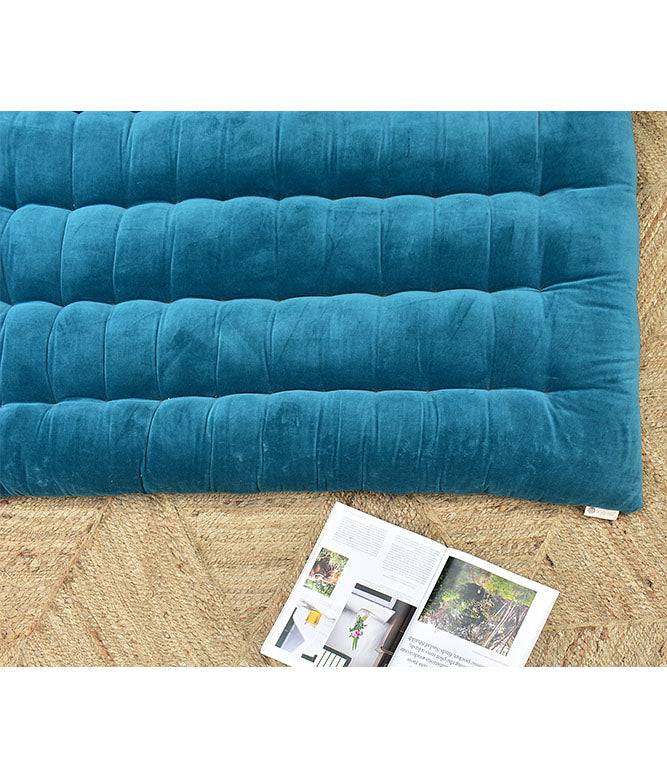 Colour Blocking Velvet Futon (Teal) - TGW