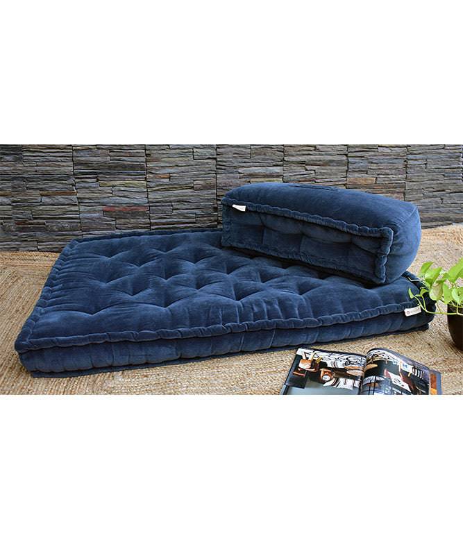 Colour Blocking Velvet Mattress (Navy) - TGW