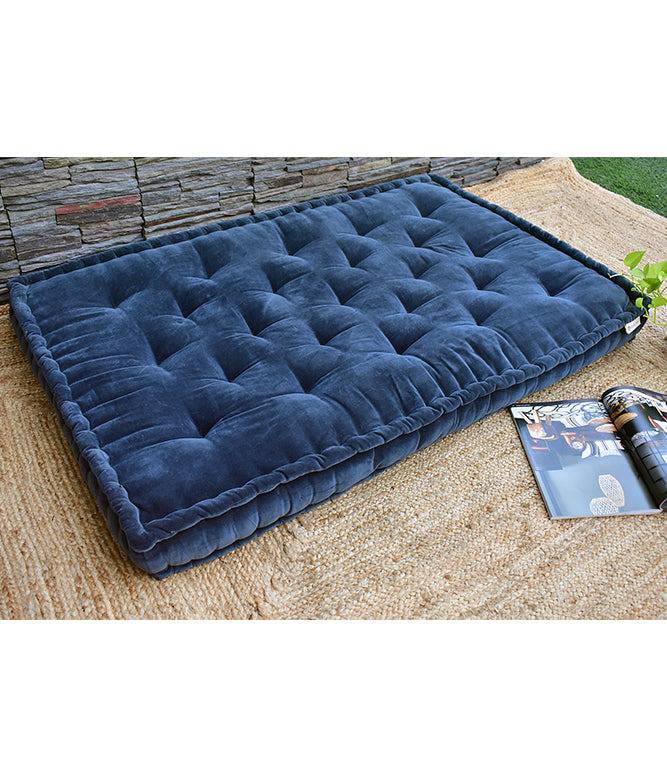 Colour Blocking Velvet Mattress (Navy) - TGW