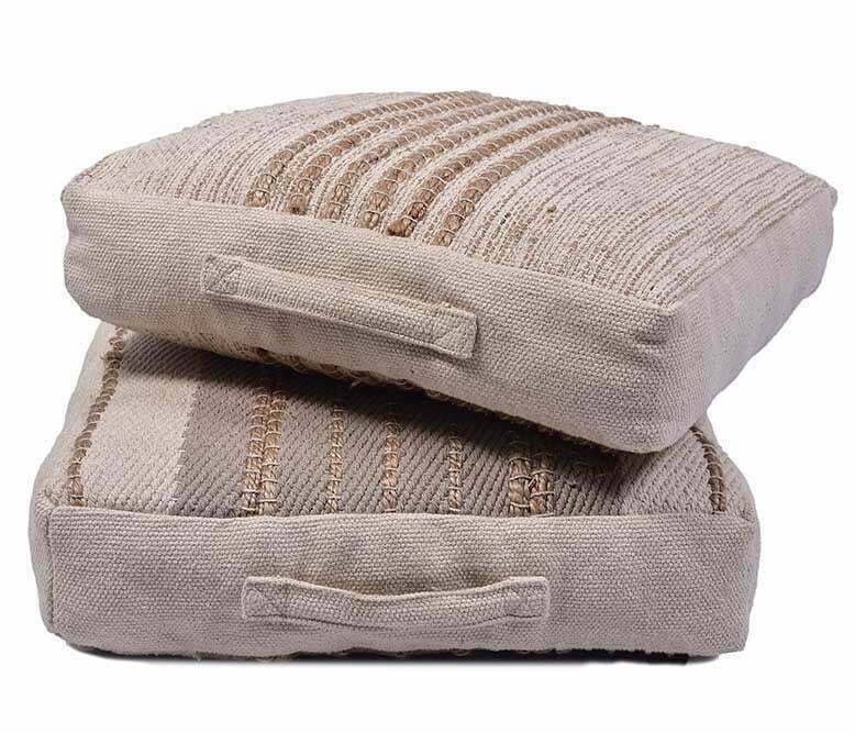 COTTON JUTE STRIPE CLUSTER FLOOR CUSHION - TGW