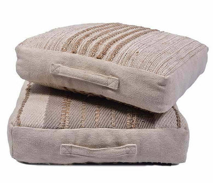 COTTON JUTE STRIPE FLOOR CUSHION - TGW