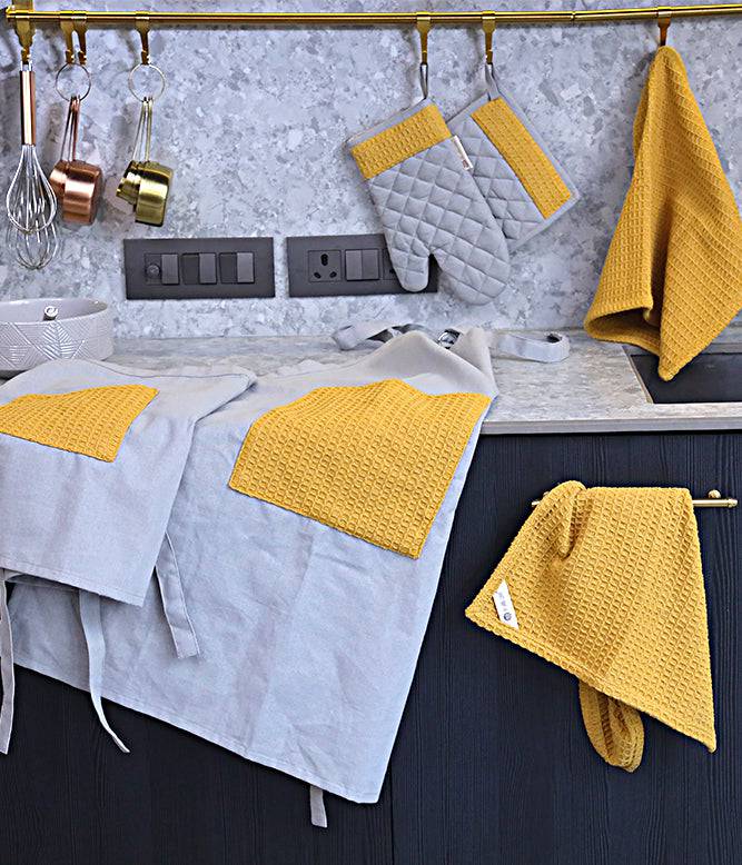 Culinary Companions - Chic Grey &amp; Ochre Apron - TGW