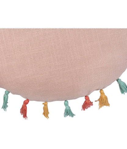 JOYFUL POM POM ROUND CUSHION – PALE PINK - TGW