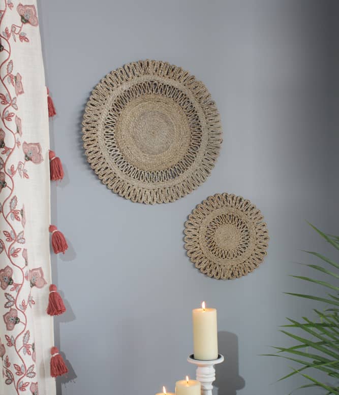 Round Handwoven Jute Wall Art - TGW