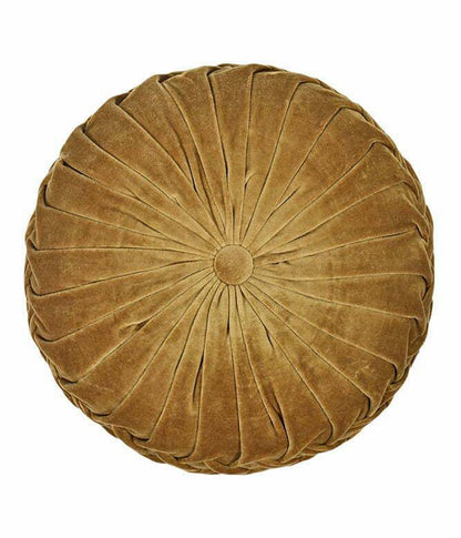 Rusched Golden Olive Round Cushion - TGW