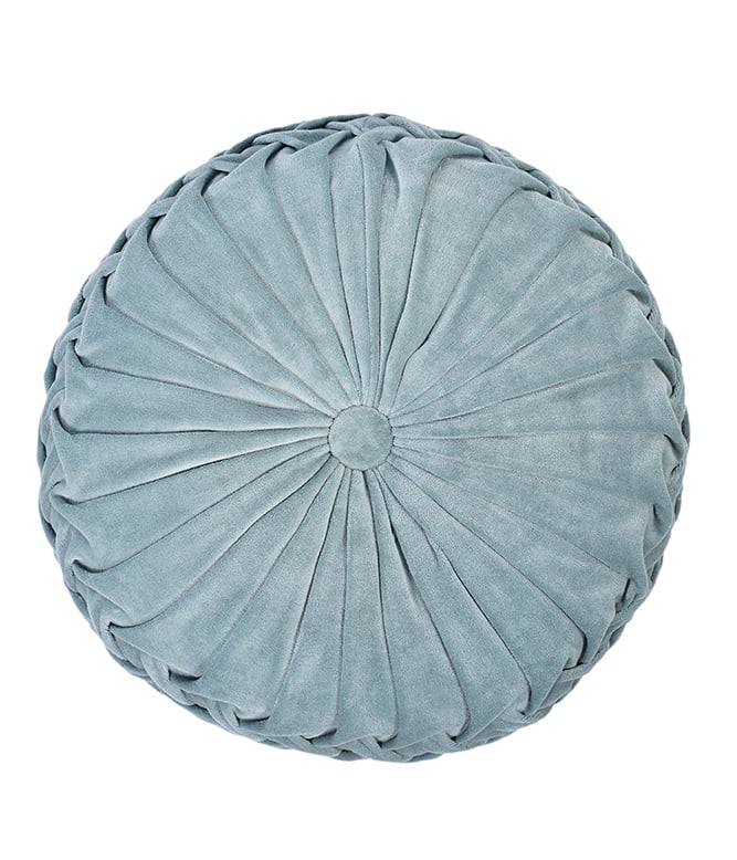 Rusched Powder Blue Round Cushion - TGW
