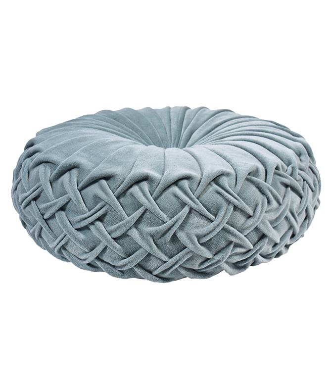 Rusched Powder Blue Round Cushion - TGW