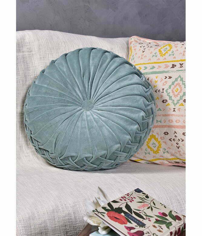 Rusched Powder Blue Round Cushion - TGW