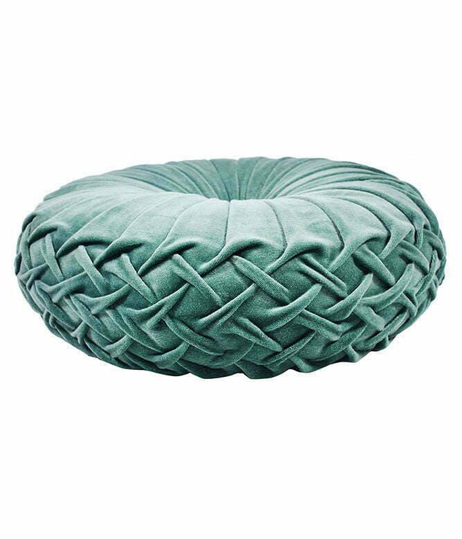 Rusched Sage Green Round Cushion - TGW