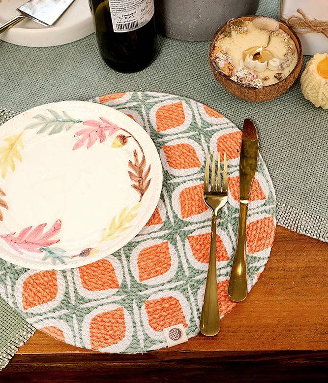 Sage Tangerine Round Mat- Set of 2 - TGW
