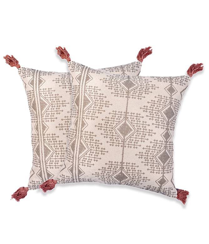 The Greige Warp 100% Cotton Cushion with Filling (Set of 2) - TGW